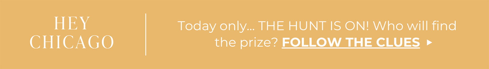 HEY CHICAGO | Today only... THE HUNT IS ON! Who will find the prize? | FOLLOW THE CLUES ->