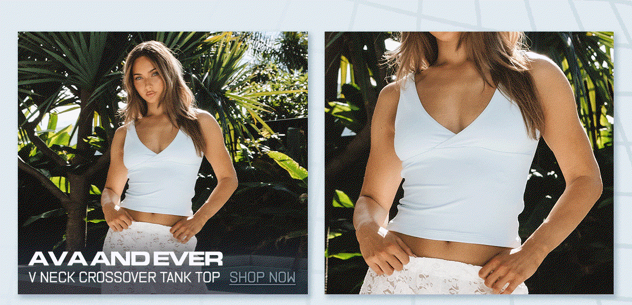 Ava & Ever V Neck Crossover Tank Top