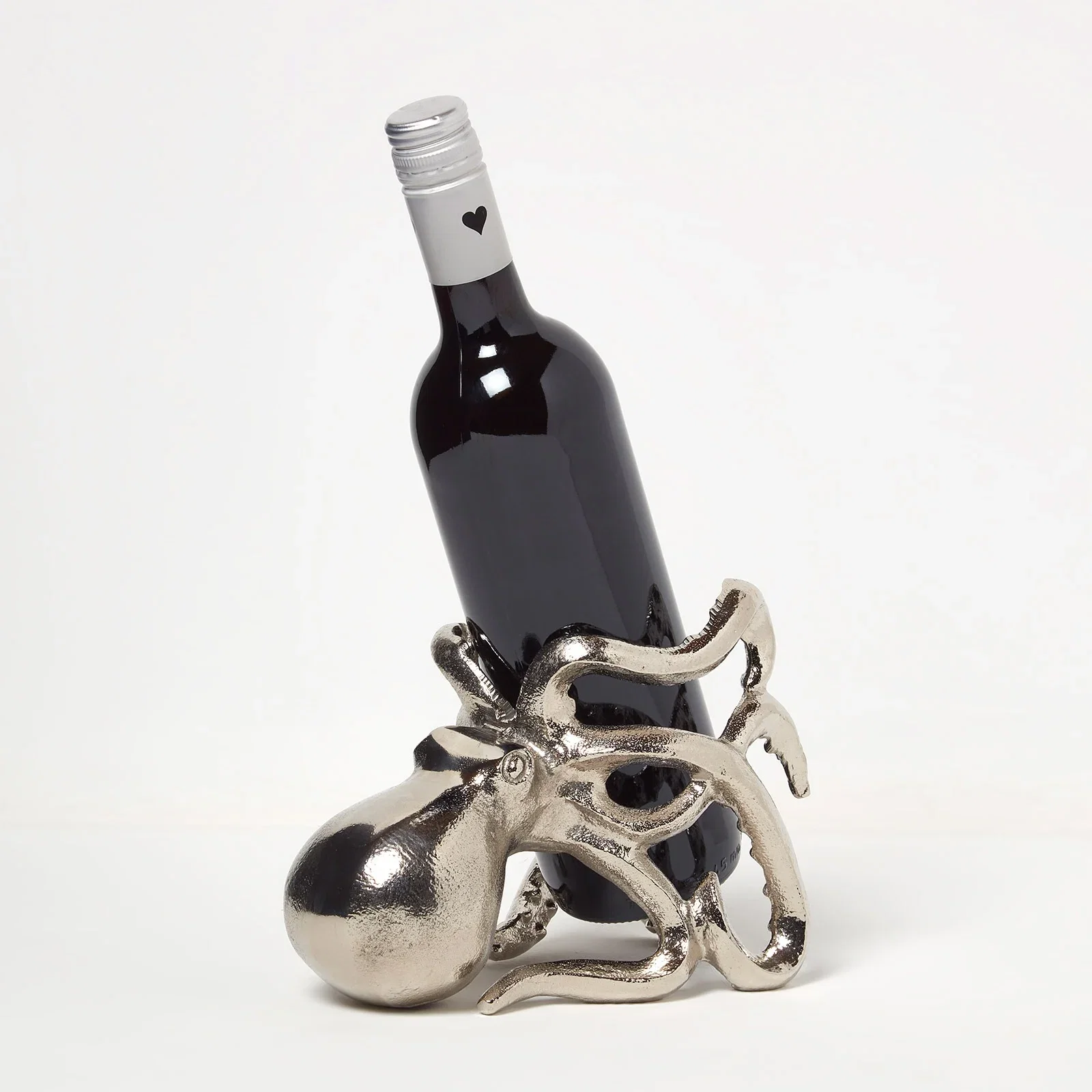 Image of Polished Silver Octopus Wine Bottle Holder