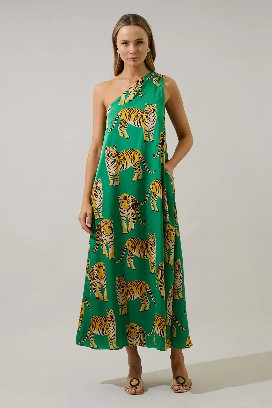 Image of Glena Pleated Maxi Dress Tiger