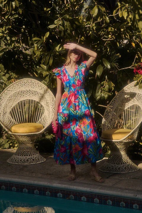 Image of Sunfire Tiered Midi Dress Naima Floral