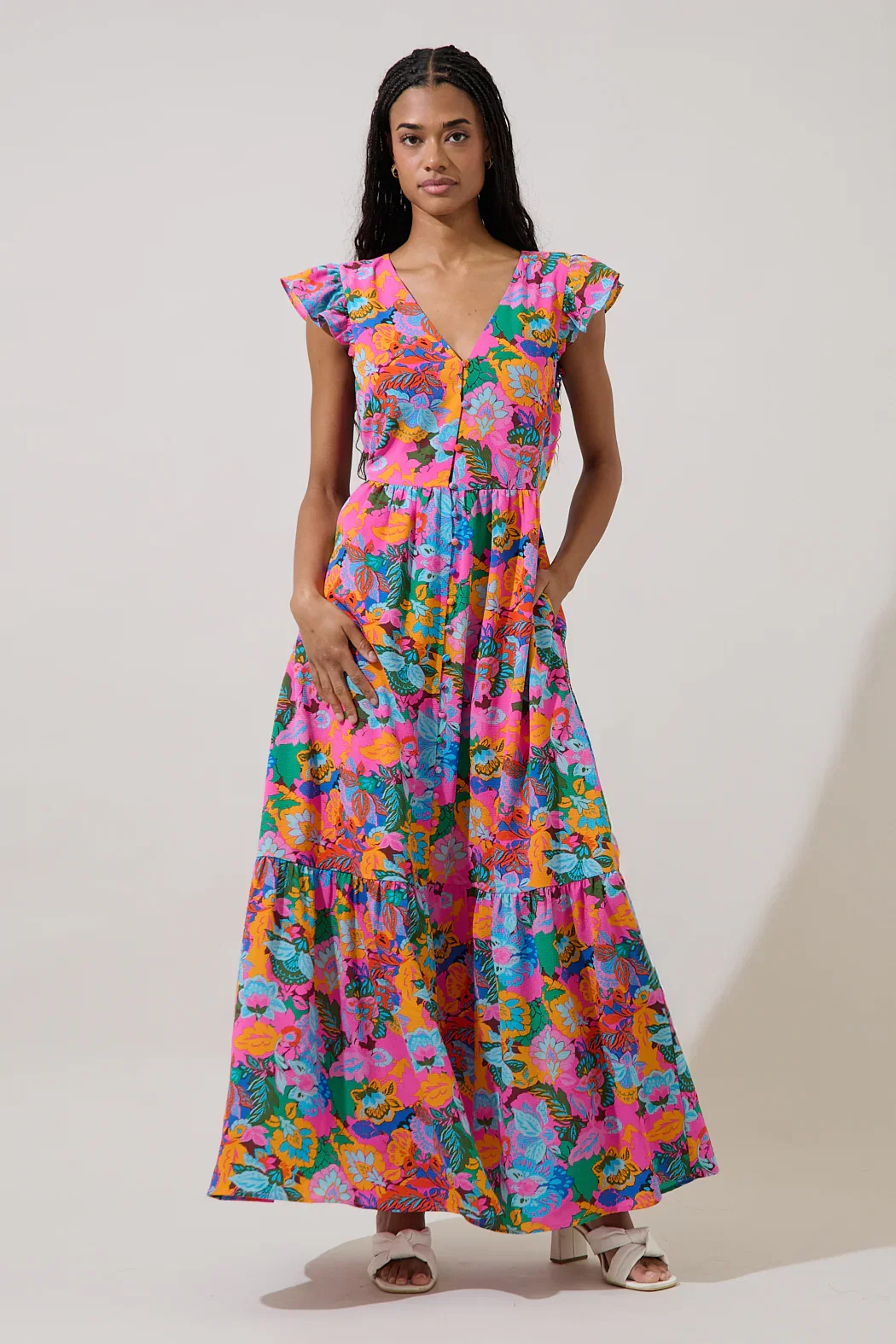 Image of Evianna Flutter Maxi Dress Madely Floral