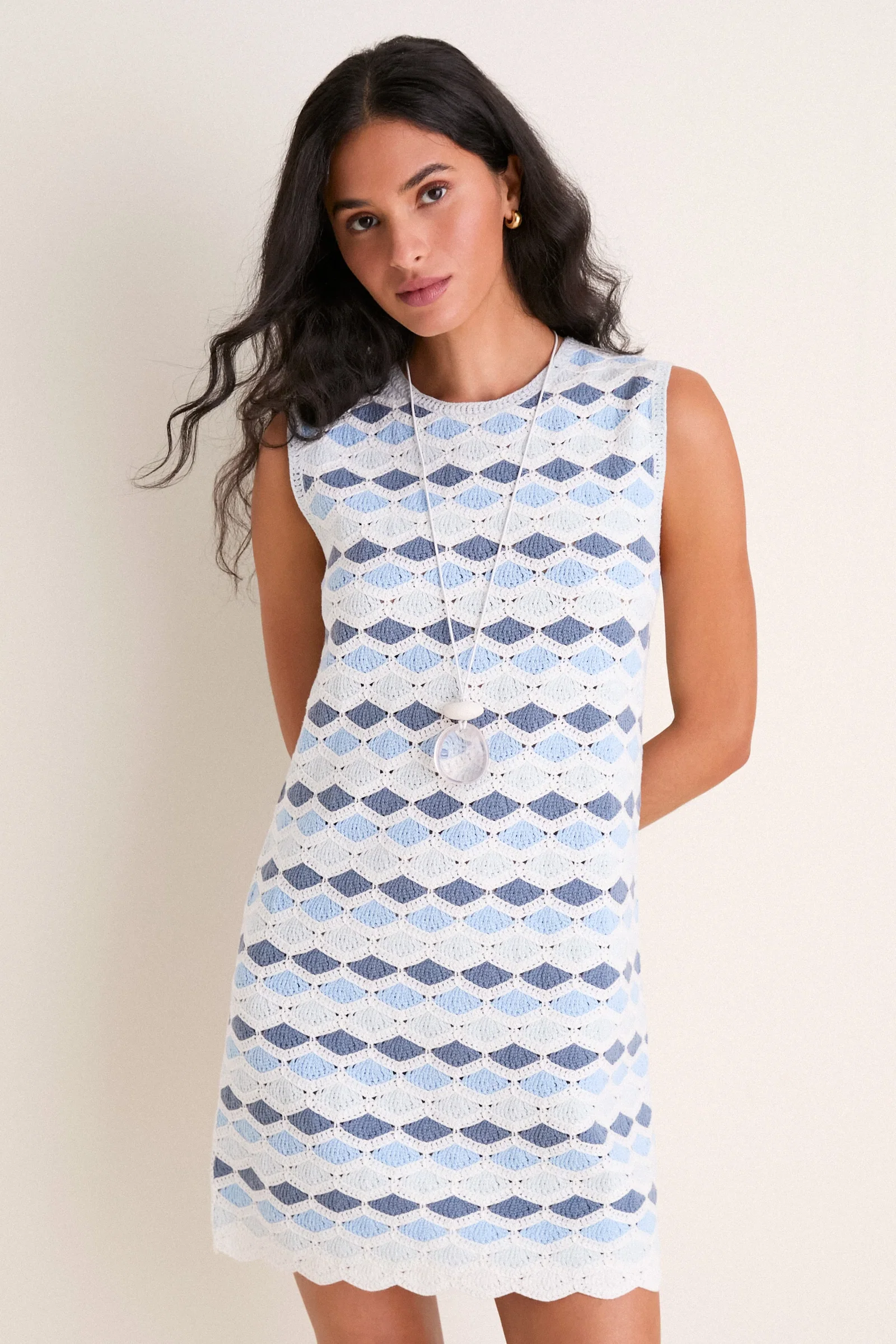 Image of Sea Glass Crochet Evelyn Shift Dress