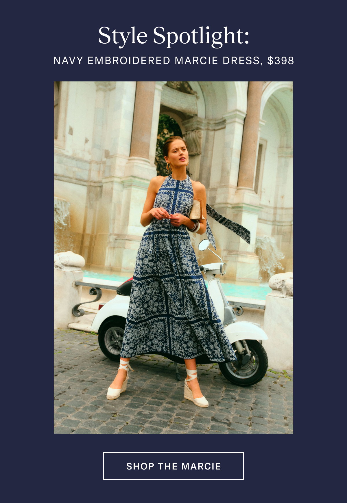 Navy Embroidered Marcie Dress