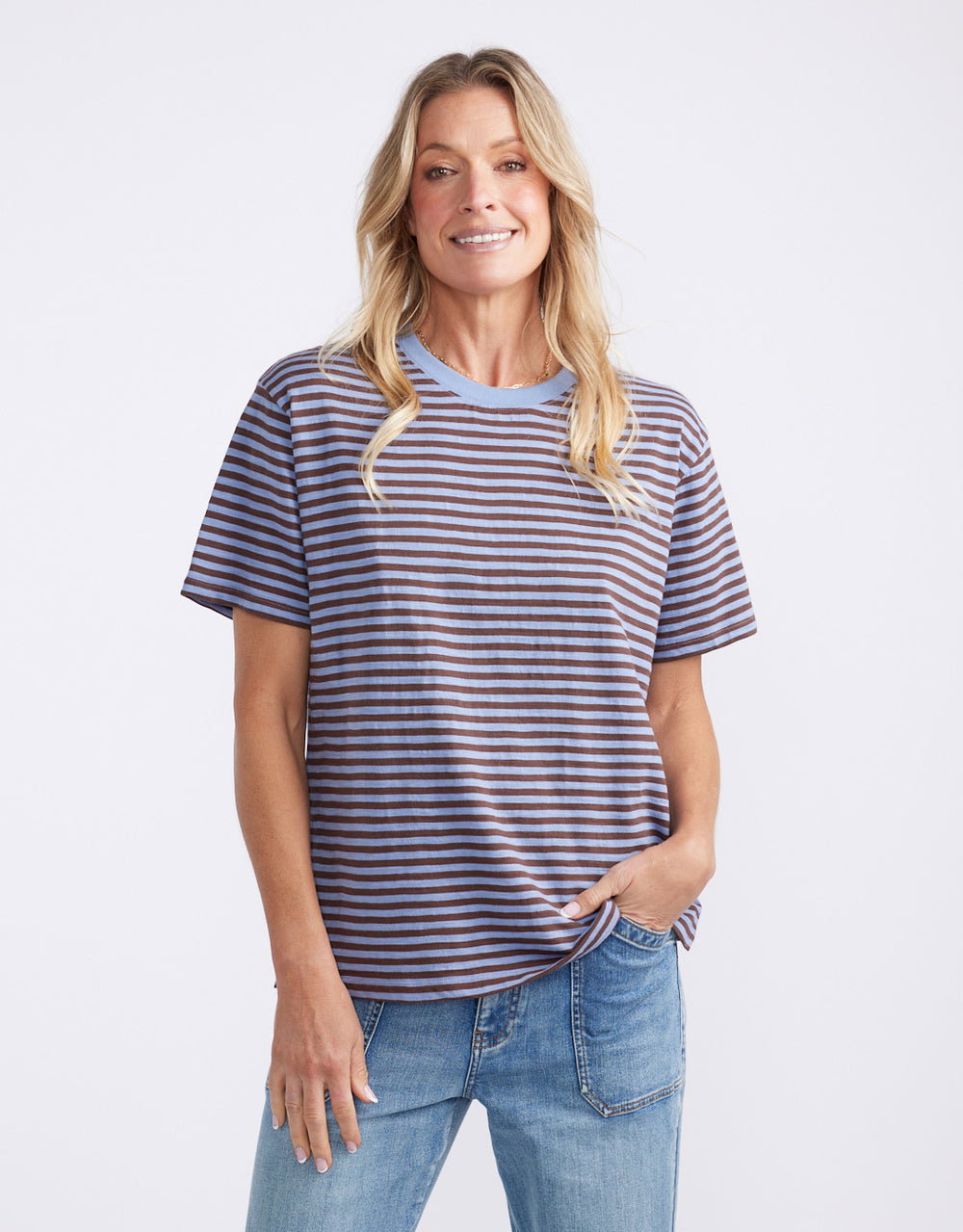 Relaxed Tee - Blue/Chocolate