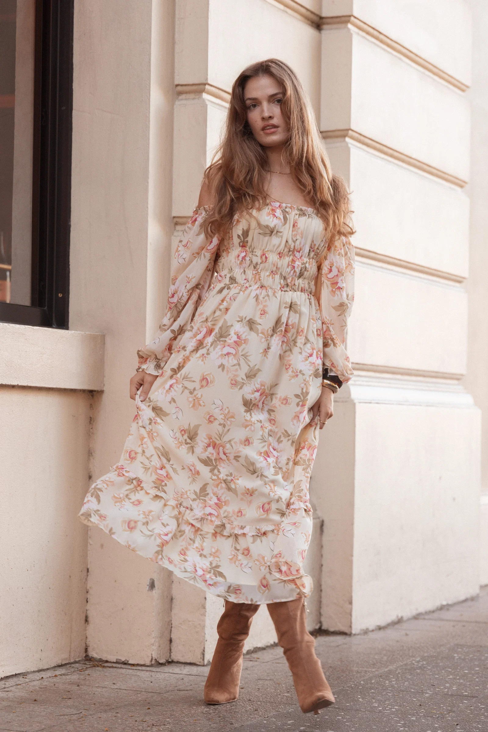 Image of Aine Midi Dress - Cream Floral