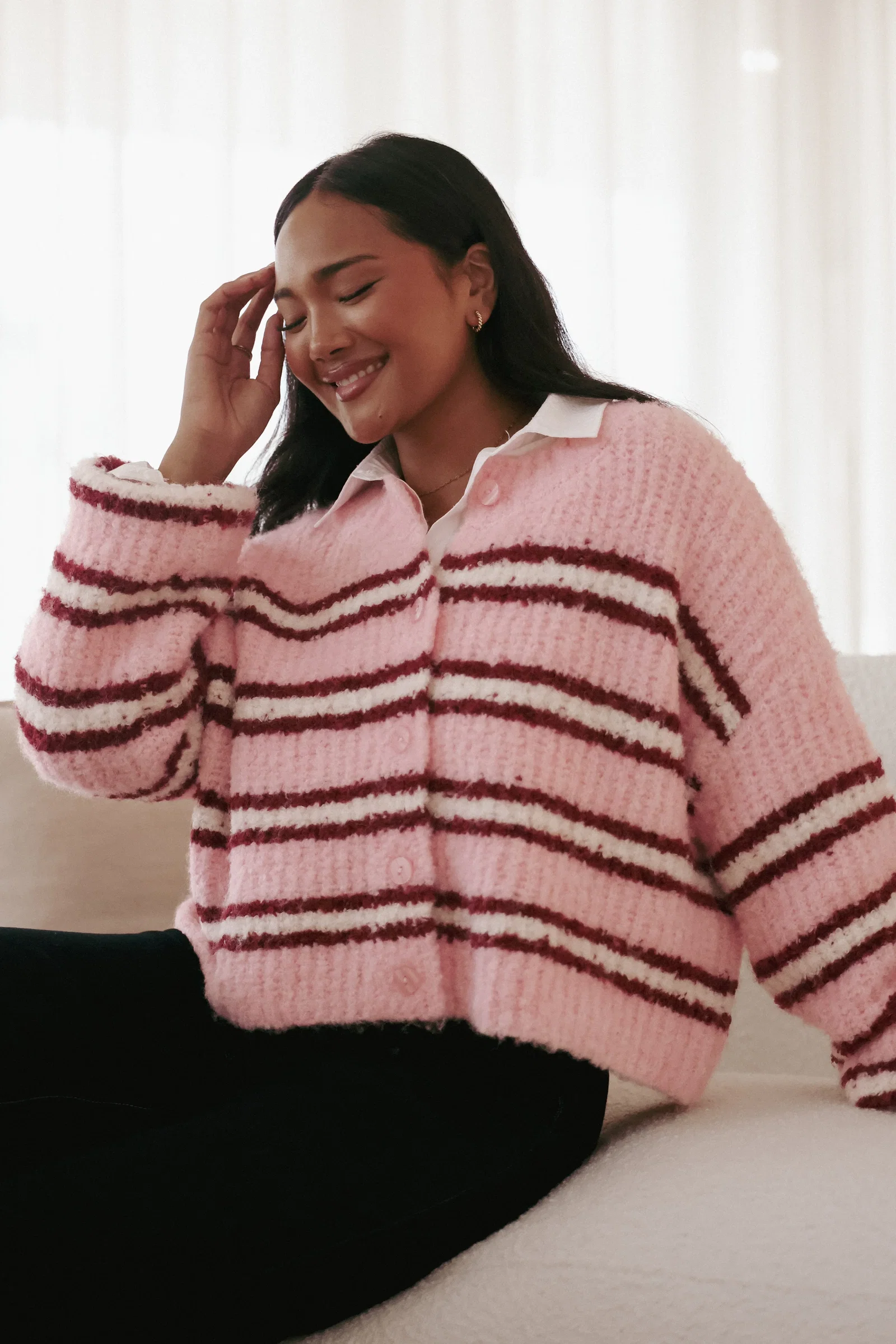 Image of Albertine Cardigan - Pink Stripe
