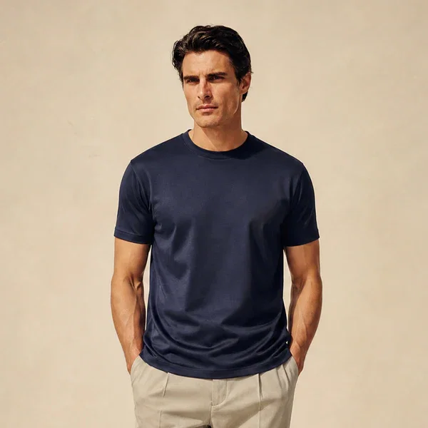 Pima Reserve Crew T-Shirt in Navy