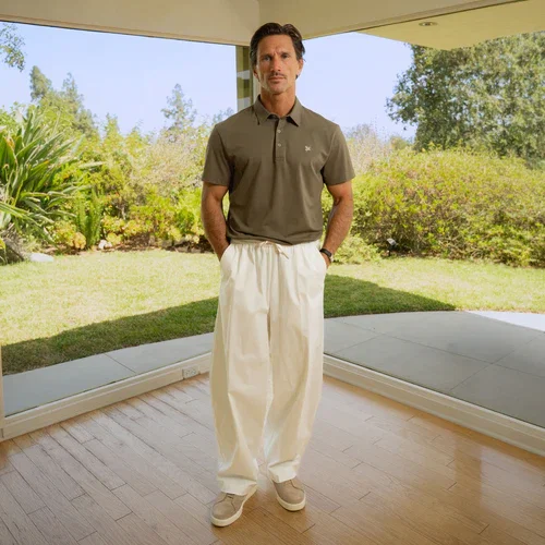 Stretch Cotton Drawstring Wide Leg Pant