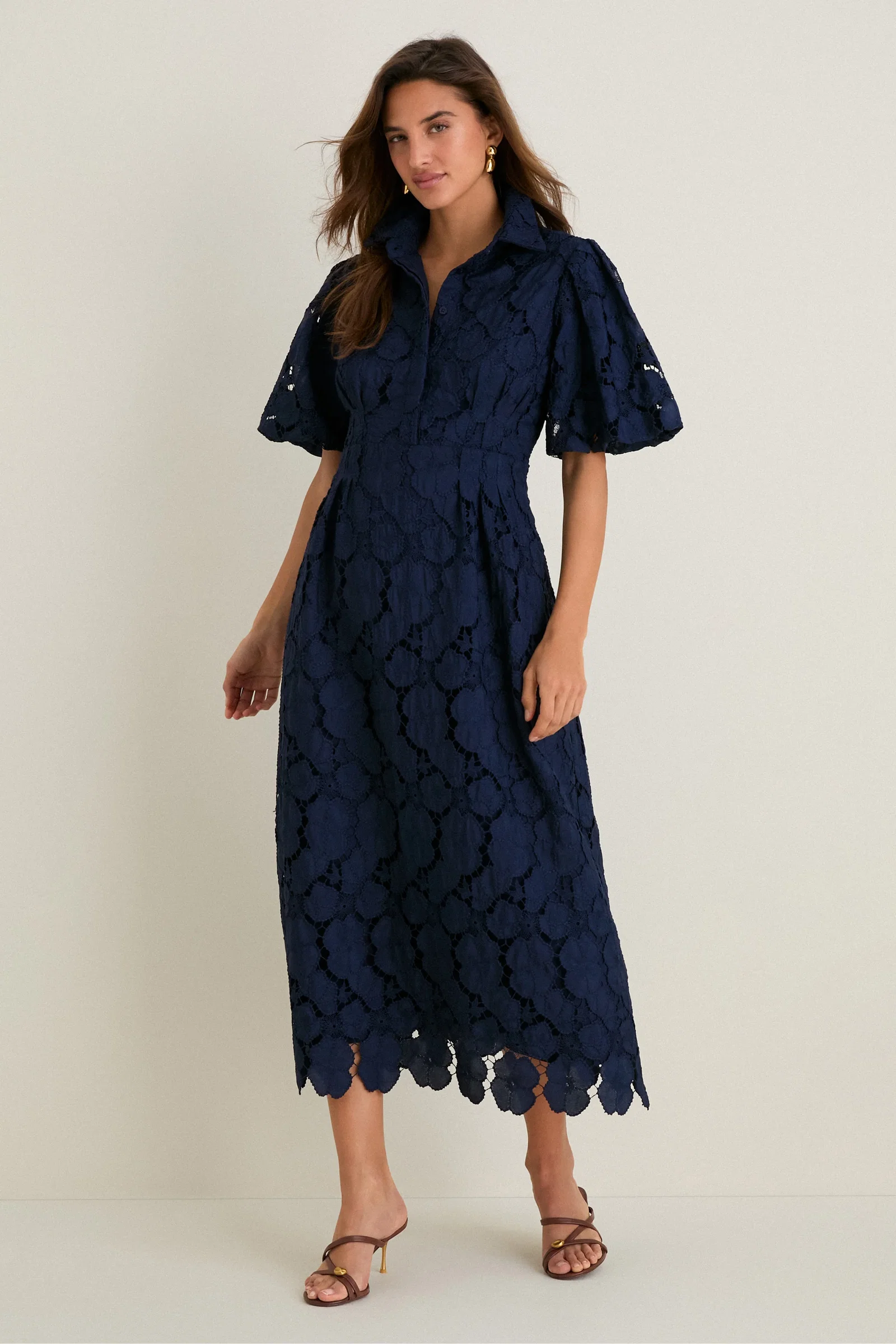 Image of Navy Eyelet Delaney Dress
