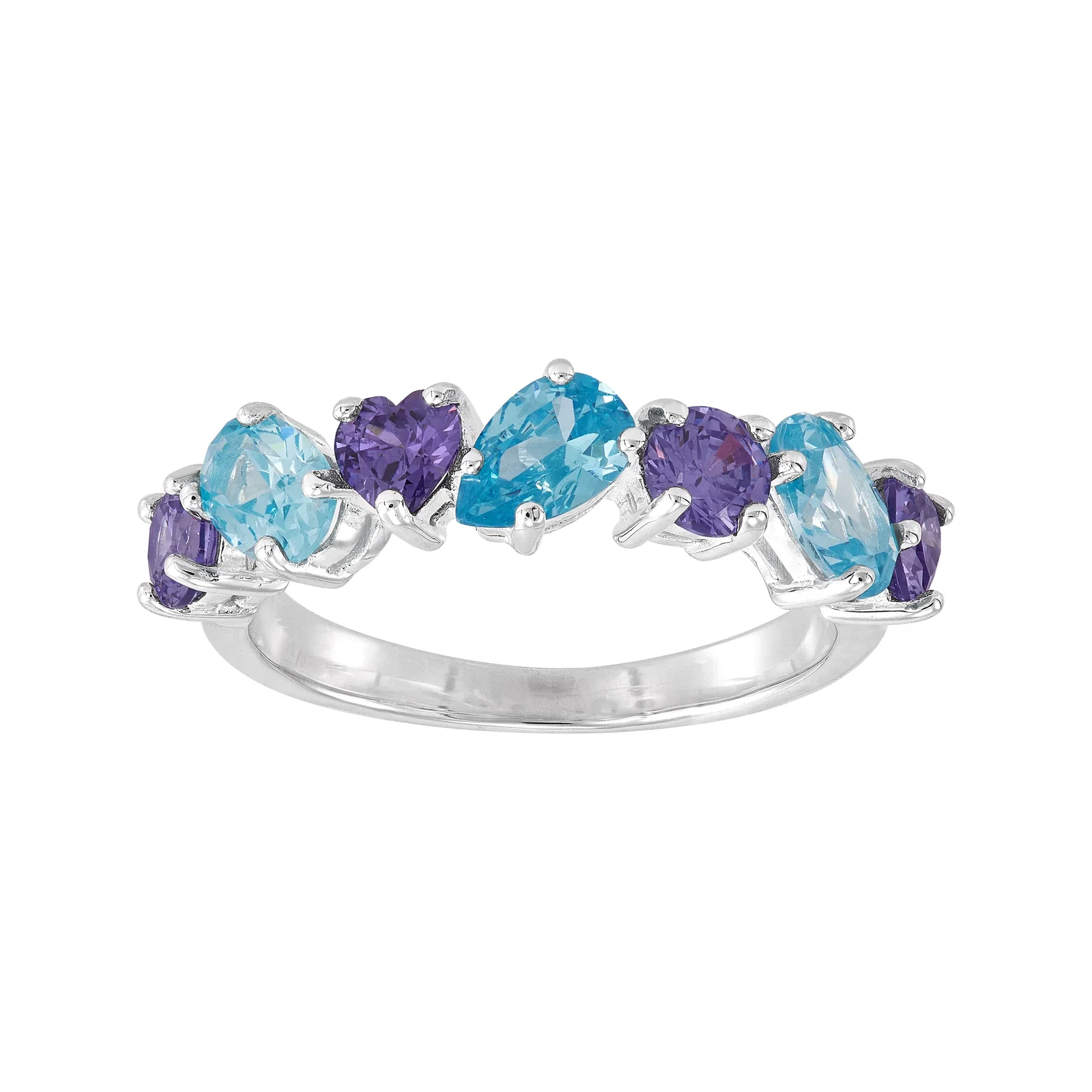 Crushing Ring, Blue and Purple Cubic Zirconia