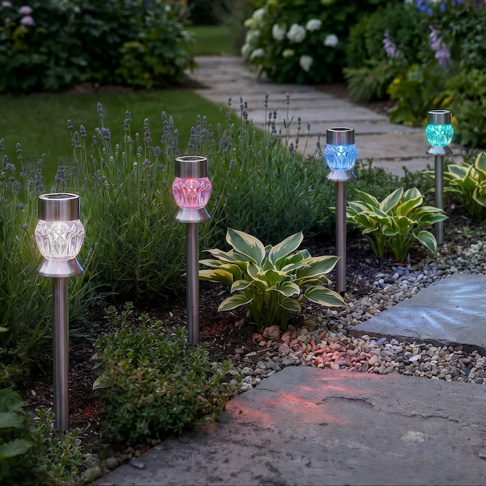  Diamond Solar Color-Changing Stakes - Set of 4  Diamond Solar Color-Changing Stakes - Set of 4Diamond Solar Color-Changing Stakes - Set of 4 Diamond Solar Color-Changing Stakes