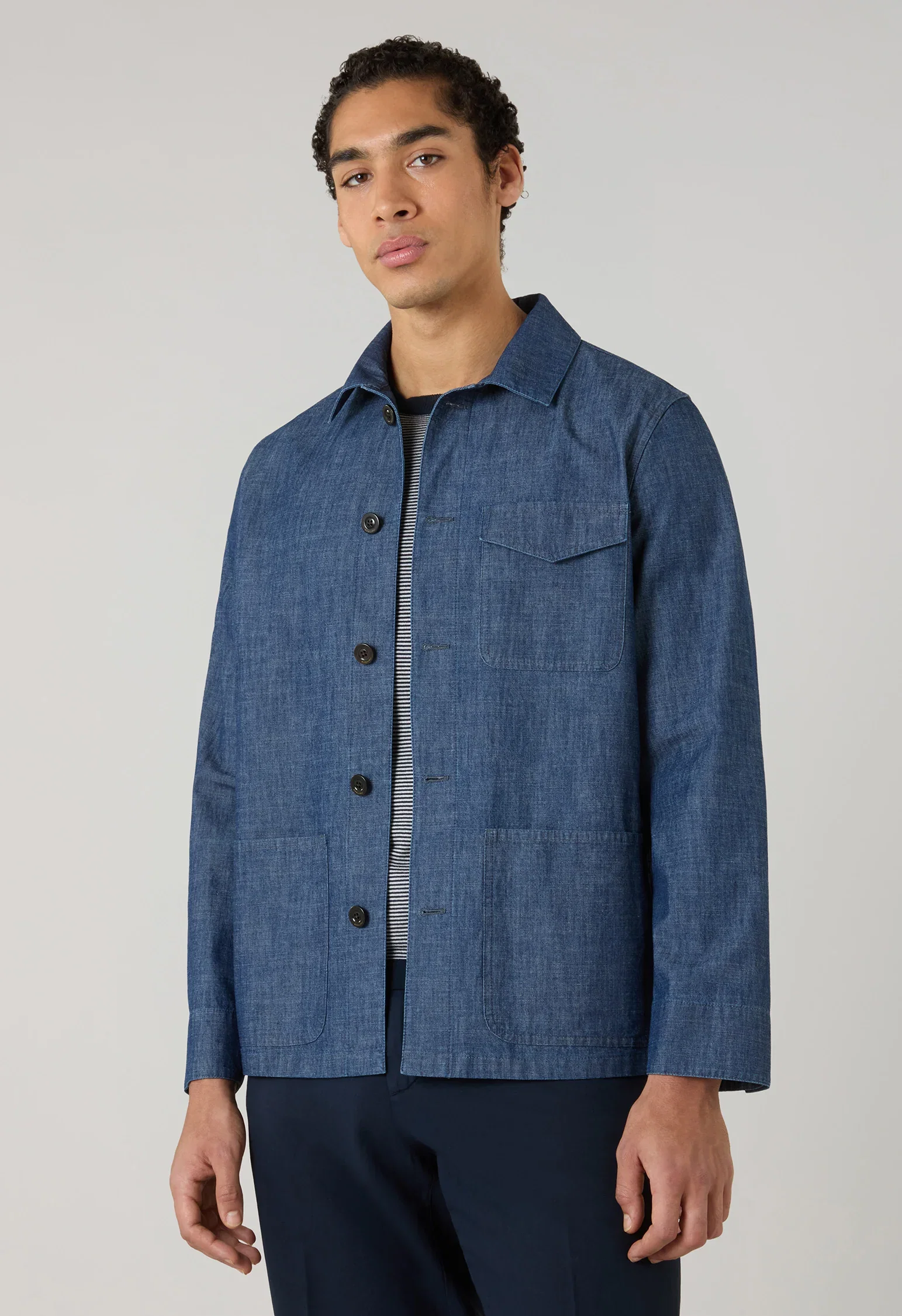 Image of Giacca Workwear in indaco denim blu