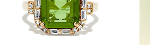 14K Yellow Gold Peridot and Diamond Ring