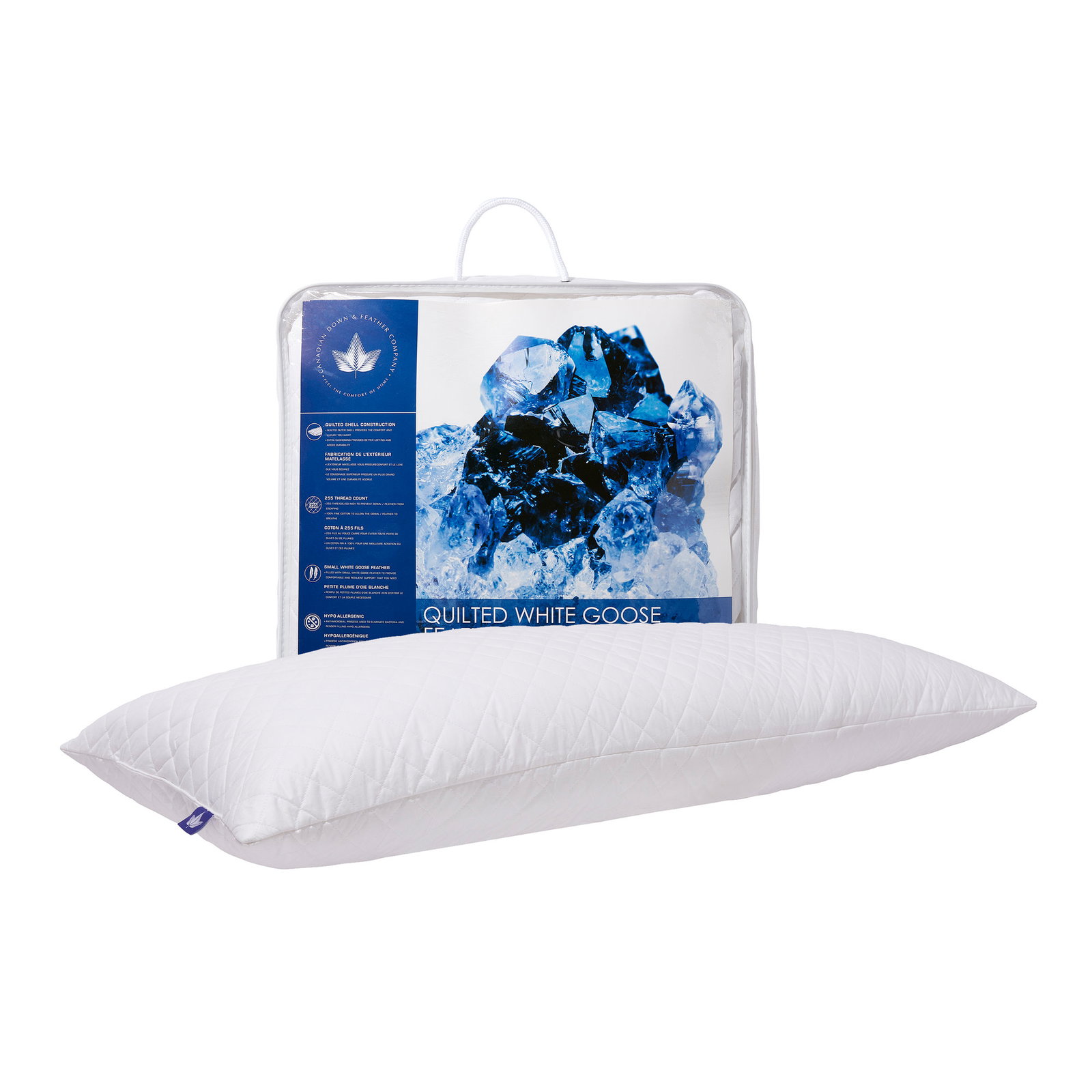 Quilted White Goose Feather Body Pillow