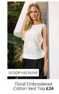 M&Co Ivory White Floral Embroidered Cotton Vest Top