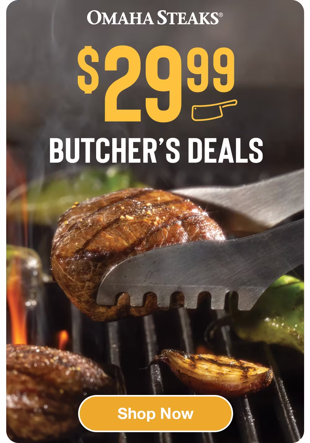 OMAHA STEAKS®
$2999
BUTCHER'S DEALS
Shop Now
