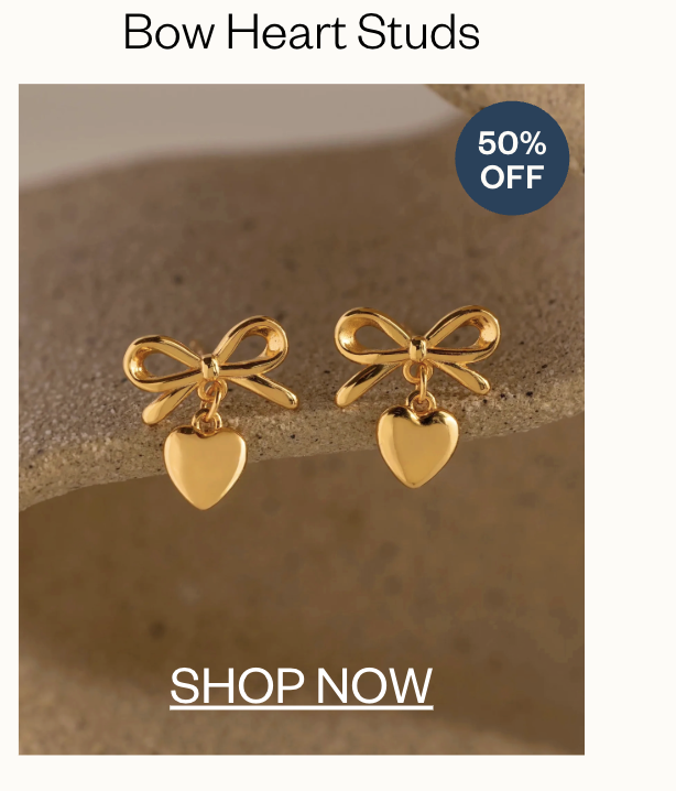 Save 50% on Bow Heart Studs 