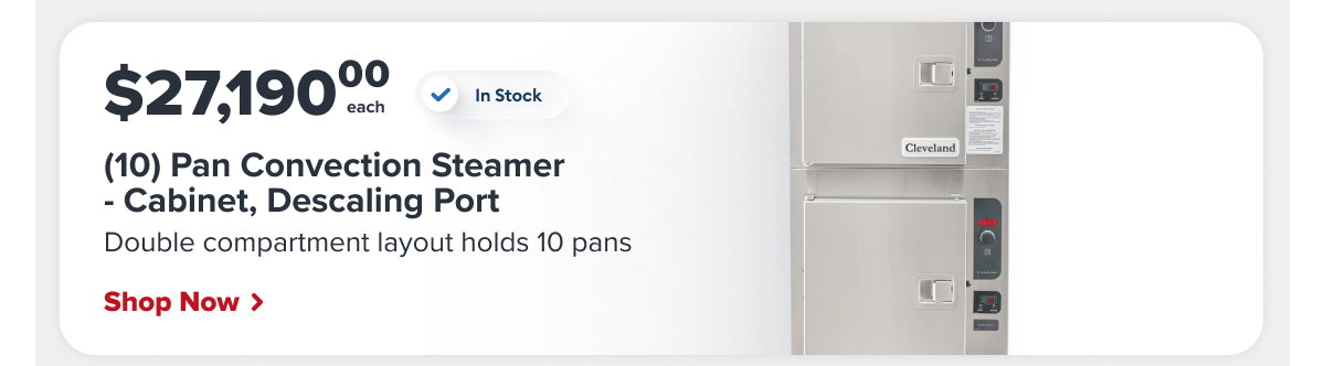 Cleveland 24CGA10 (10) Pan Convection Steamer - Cabinet, Descaling Port, Natural Gas