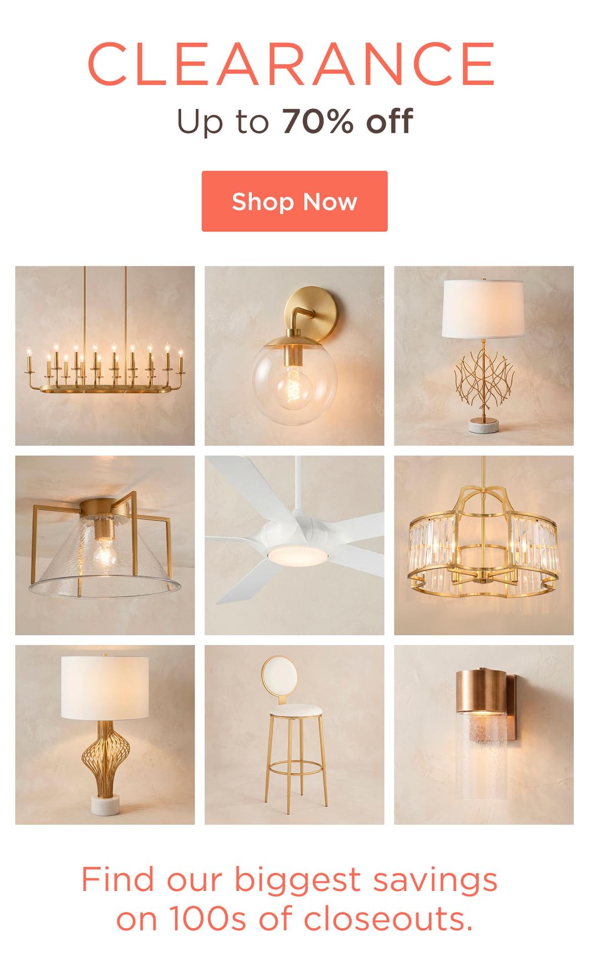 Clearance - Up to 70% off - Shop Now - Find our biggest savings on 100s of closeouts.