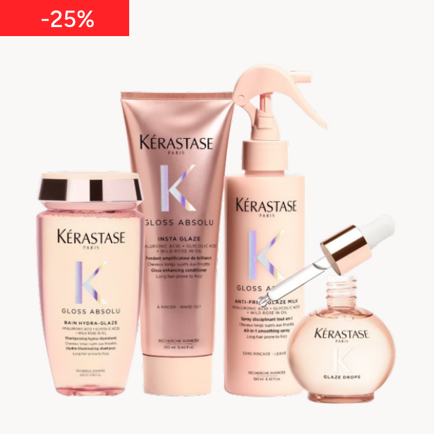 Kérastase Gloss Absolu Shampoo, Conditoner, Milk and Oil Bundle