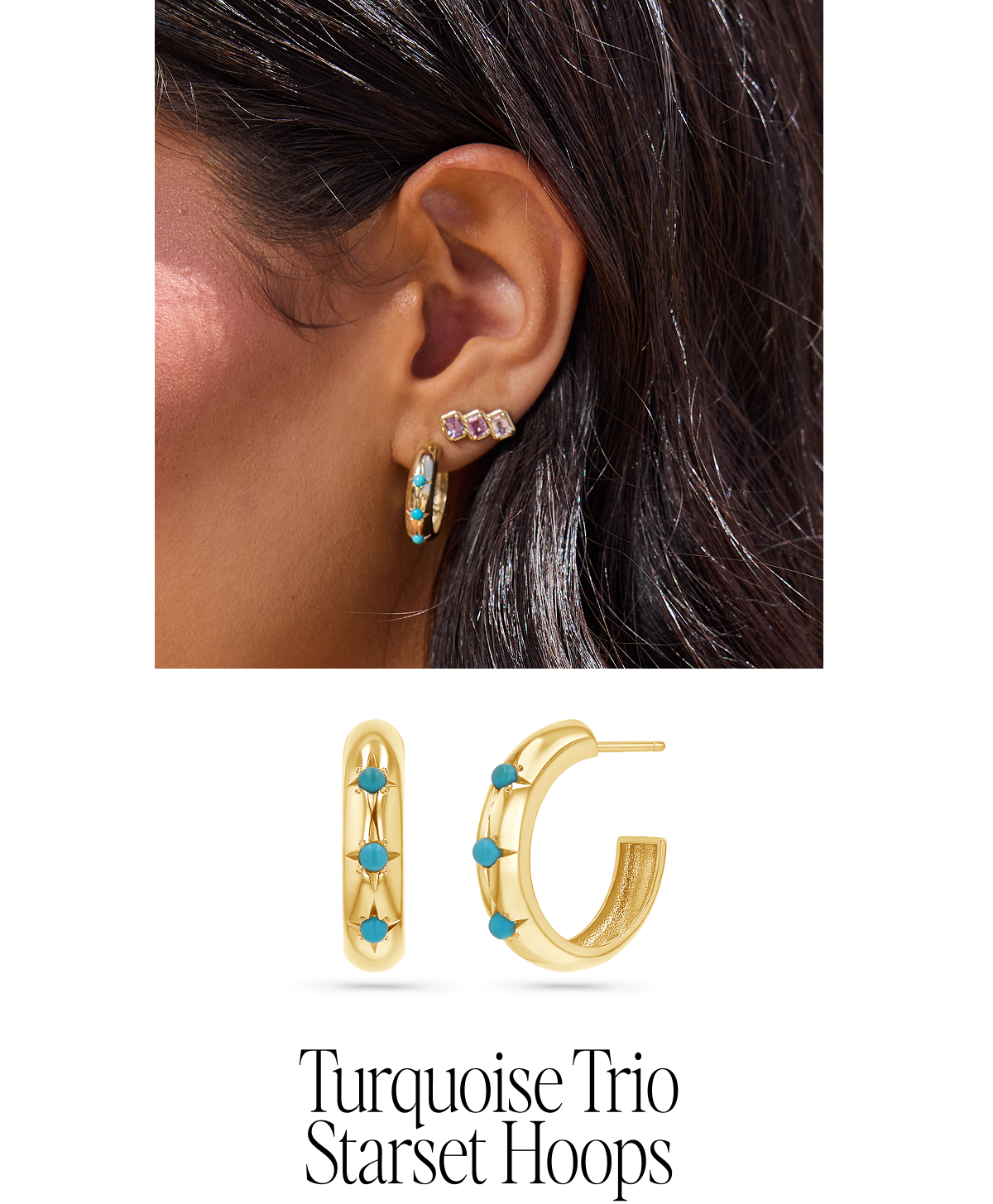 Turquoise Trio Starset Hoops