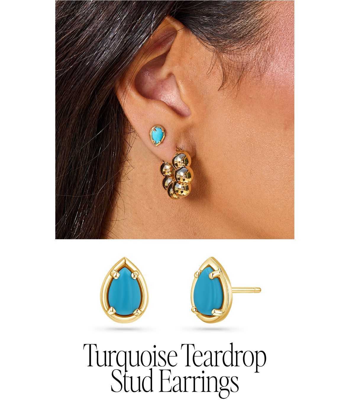 Turquoise Teardrop Stud Earrings