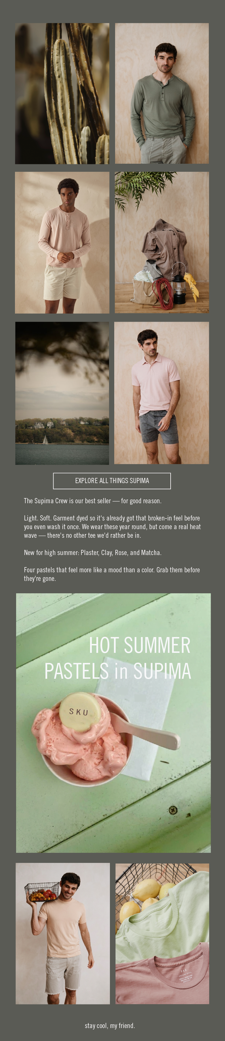 collage of SKU images in Supima jersey crew and henley