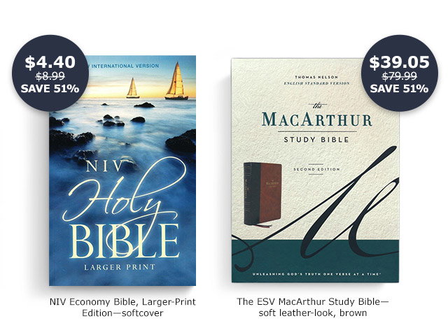 NIV Economy Bible, Larger-Print Edition | The ESV MacArthur Study Bible, soft leather-look