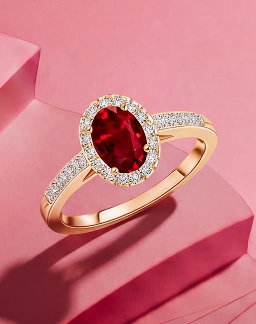 Ruby Halo Engagement Ring With Diamond Accents