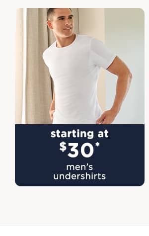 starting at $30 men's undershirts