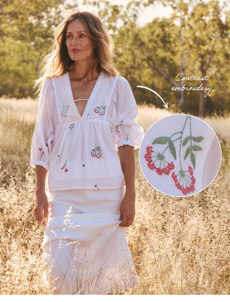 Cairo Boho Blouse in Sunlit Grove