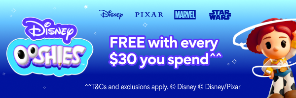 Free Disney Ooshie with every thirty dollars you spend. Terms, conditions and exclusions apply. Click to learn more