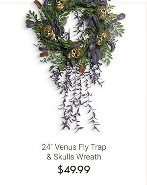 24" Venus Fly Trap & Skulls Wreath