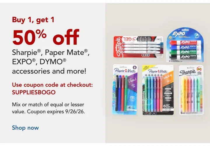 Buy 1, get 1 50% off Sharpie®, Paper Mate®, EXPO® & more
