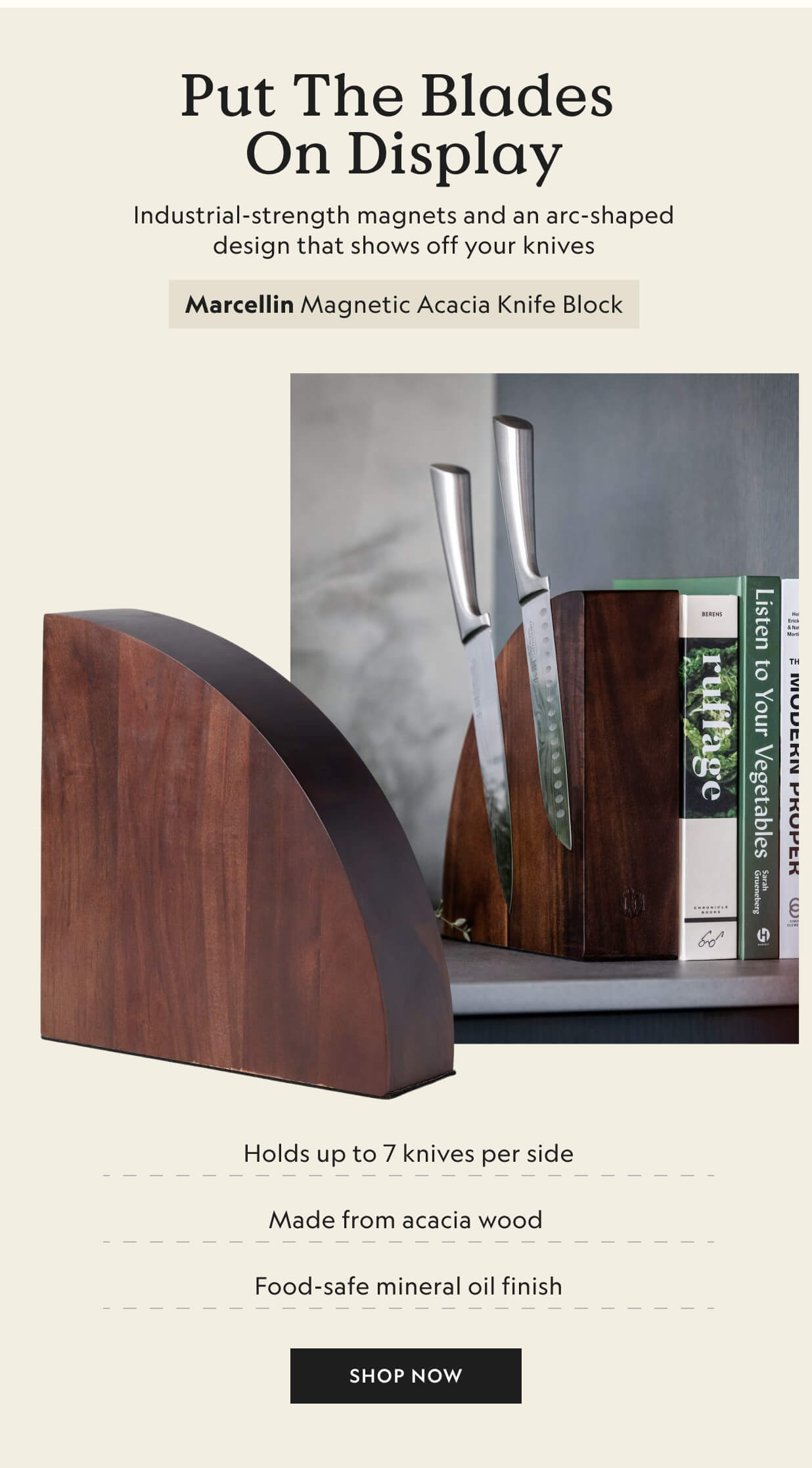 Marcellin Magnetic Acacia Knife Block