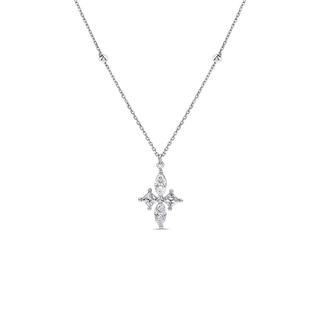 9ct White Gold Marquise & Princess Cubic Zirconia Pendant 