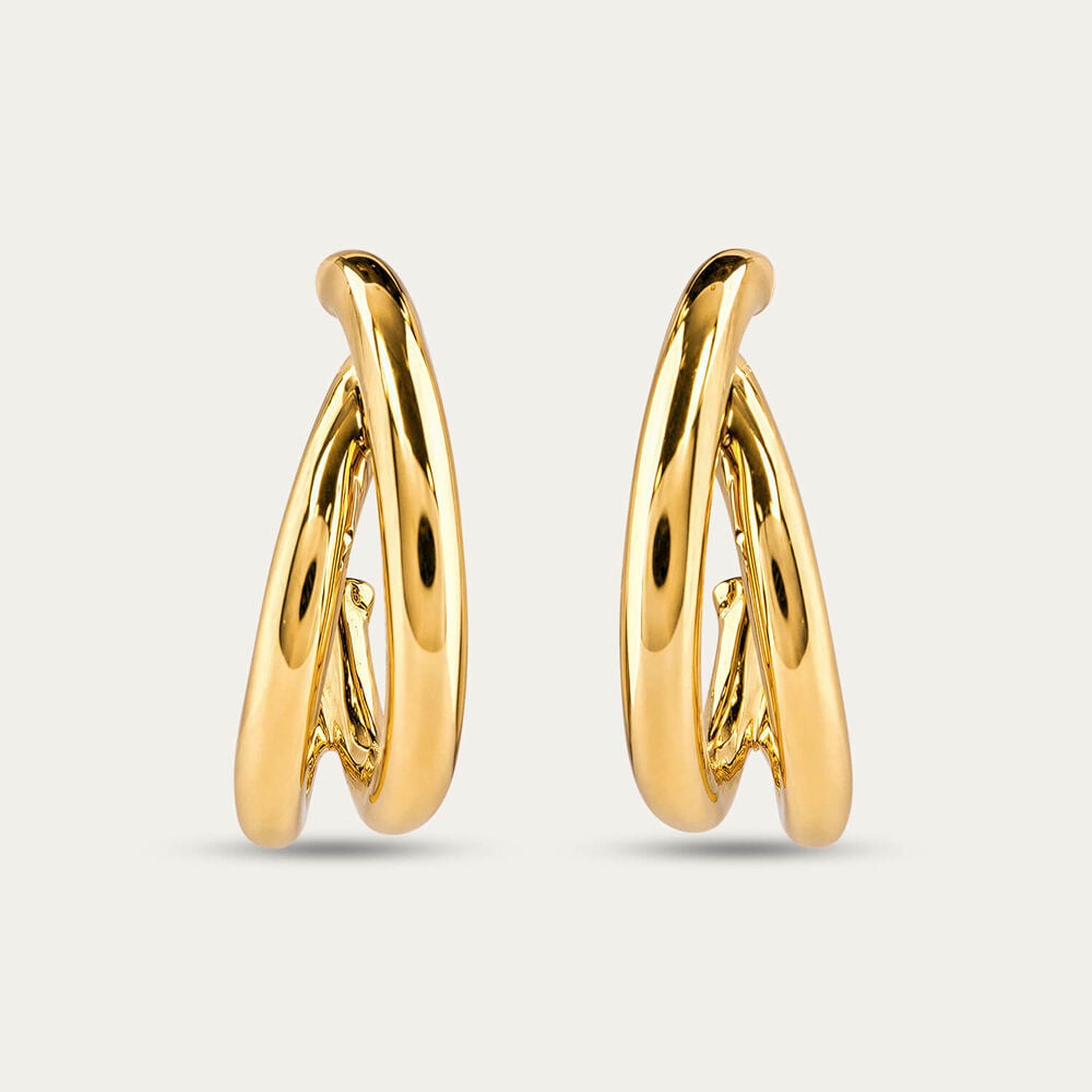 Yellow Gold Plated Sterling Silver Half Hoop Earrings 
