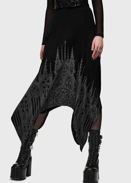 Killstar Thorned Spire Midi Rok Zwart