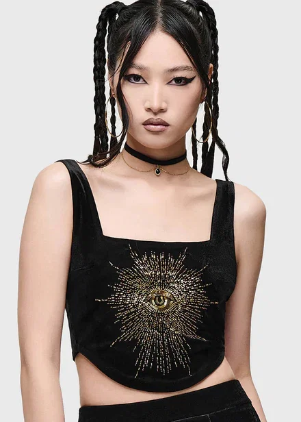 Killstar Chapel Iris Corset Top Zwart