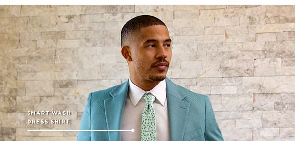 Man poses in a Haggar outfit