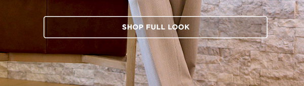 Man poses in a Haggar outfit, button says, "Shop Full Look"