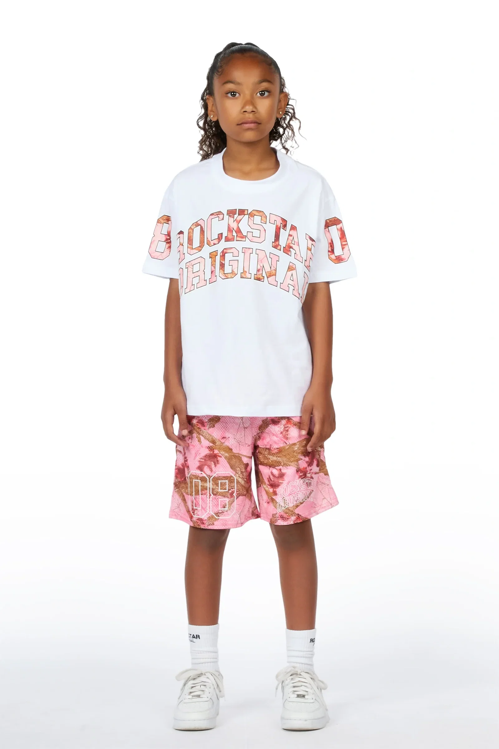 Image of Girls Nikya White T-Shirt Short Set