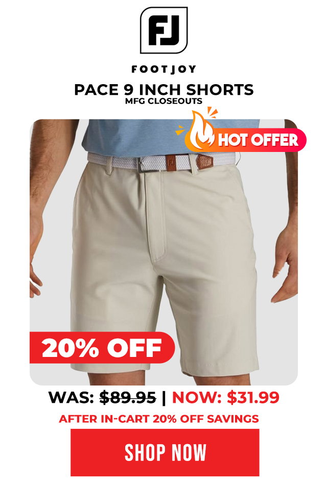 FootJoy Pace 9 Inch Golf Shorts - Stone