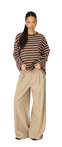 Brown Stripe Oversized Tee Long Sleeve