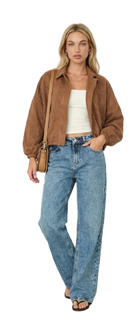 Beige Collared Jacket Suede