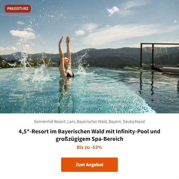 4,5*-Resort im Bayerischen Wald mit Infinity-Pool und großzügigem Spa-Bereich