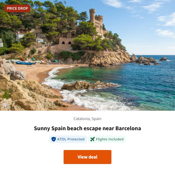 Sunny Spain beach escape near Barcelona