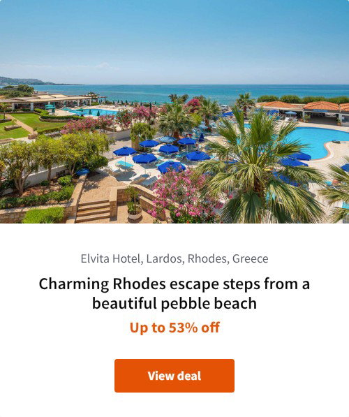 Charming Rhodes escape steps from a beautiful pebble beach