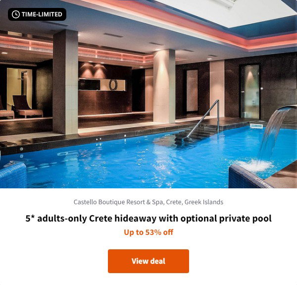 5* adults-only Crete hideaway with optional private pool